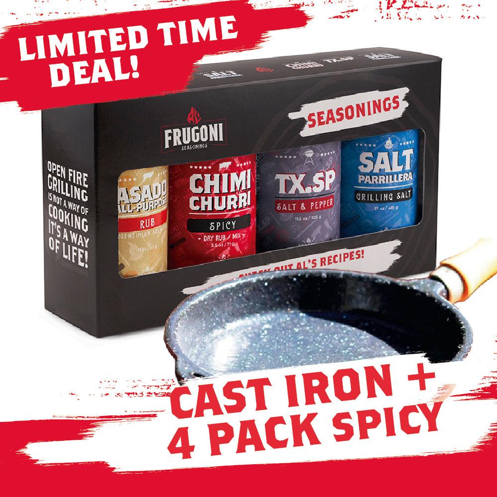 Limited Time Deal: Cast Iron + 4 Pack Spicy Combo - Al Frugoni