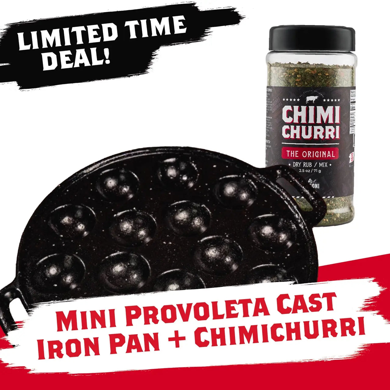 Limited Time Deal: Mini Provoleta Cast Iron Pan + Chimichurri Original